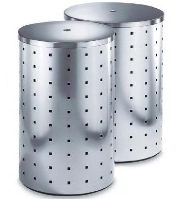 Stainless steel Laundry bin with  lid, 53 L, H. 55 cm, D 35 cm